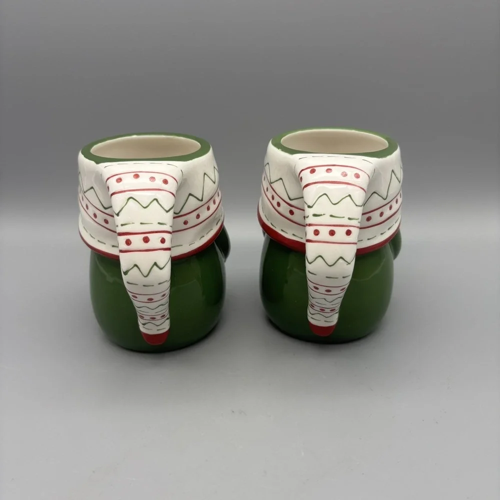 Pottery Barn Festive Gnome Mug Holiday Christmas‎ Green Set Of 2